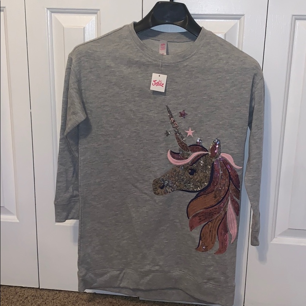 SOLD Justice unicorn 3/4 sweatshirt dress
